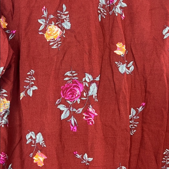 NWT Free People Women's Maroon Red Floral Vintage Combo Long Sleeve Dress Medium - Picture 5 of 12